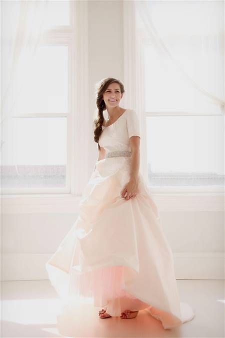 modest bridesmaid dresses pink