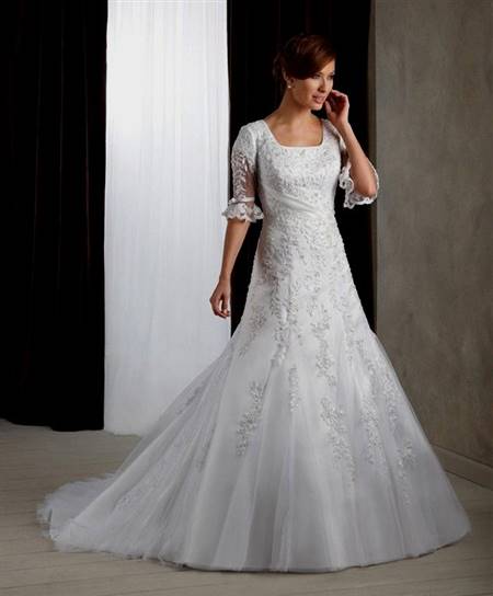 modest wedding dresses with 3/4 sleeves