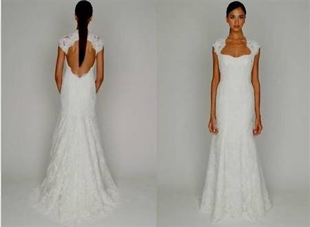 monique lhuillier scarlet french lace open back wedding dress
