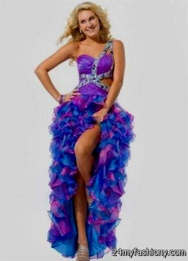 multi colored high low prom dresses