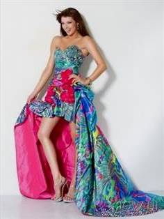 multi colored high low prom dresses