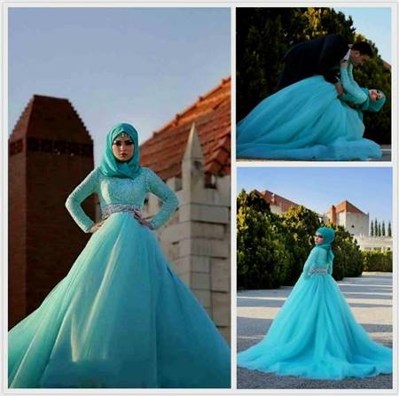 muslim blue wedding dresses