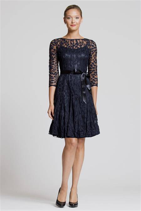 navy blue cocktail dresses with sleeves