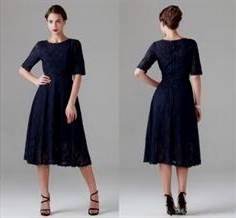 navy blue gowns with sleeves