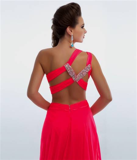 neon coral prom dresses