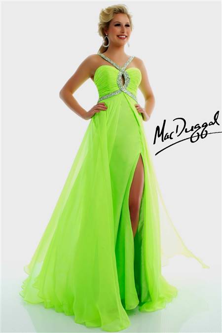 neon green and black prom dress