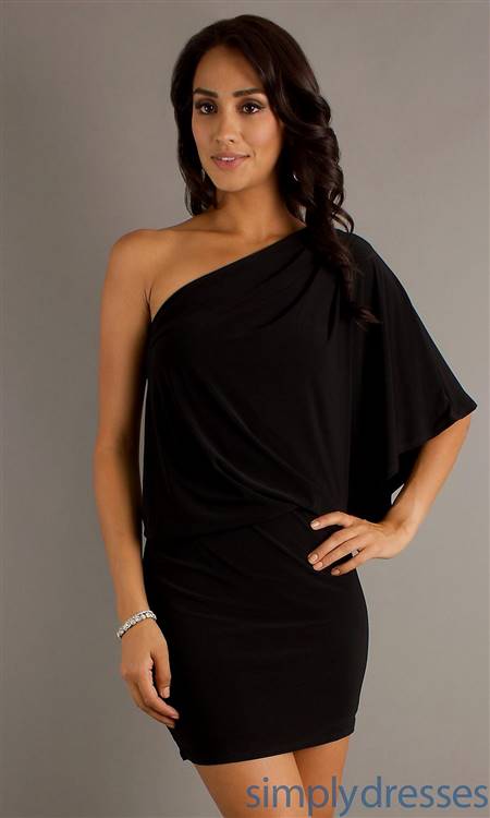 one shoulder black cocktail dresses