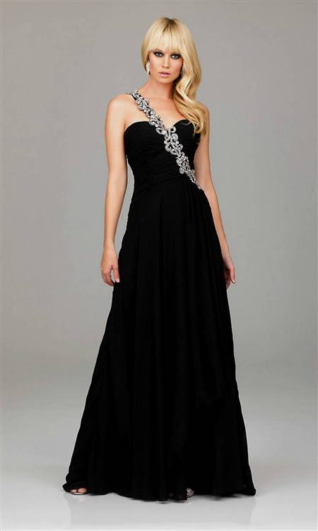 one shoulder black prom dresses