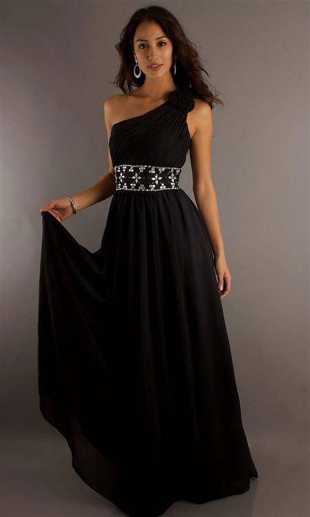 one shoulder black prom dresses
