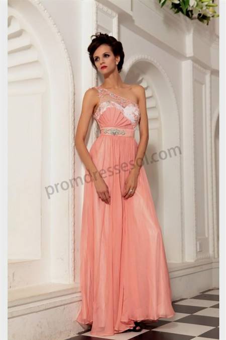 one shoulder pink prom dresses