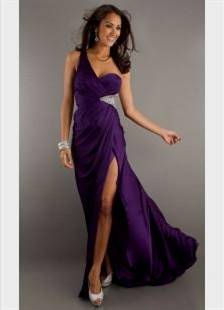 one shoulder purple prom dresses