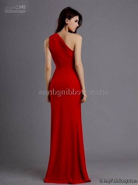 one shoulder red prom dresses