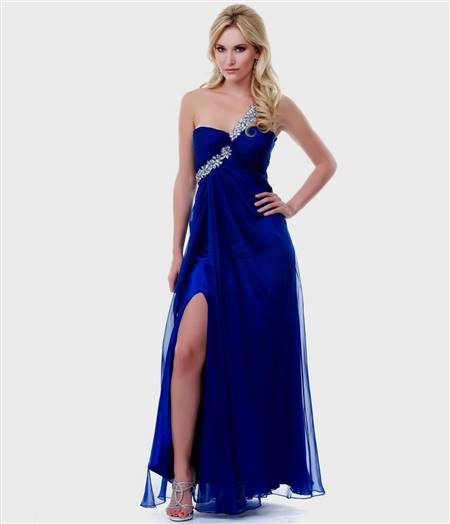 one shoulder royal blue prom dresses