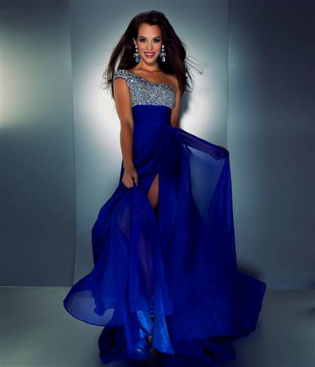 one shoulder royal blue prom dresses