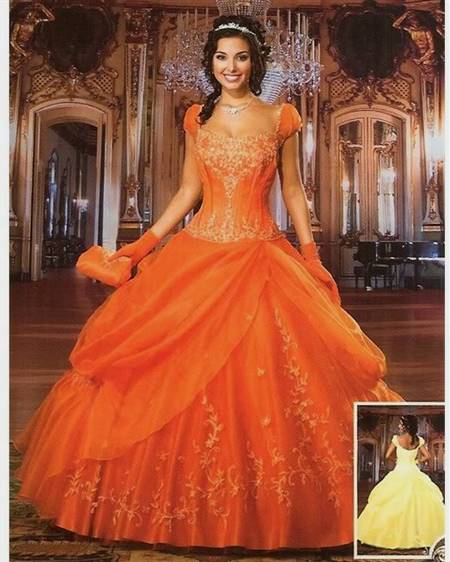 orange wedding gown