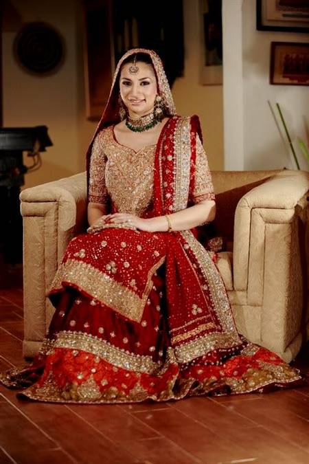 pakistani bridal dresses in red and white