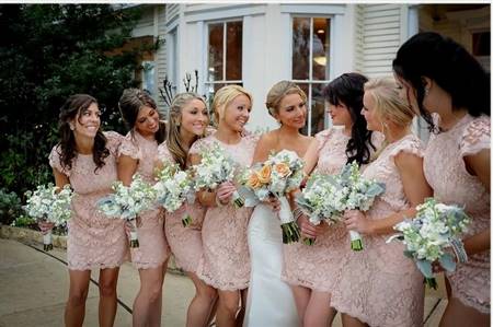 peach lace bridesmaid dresses