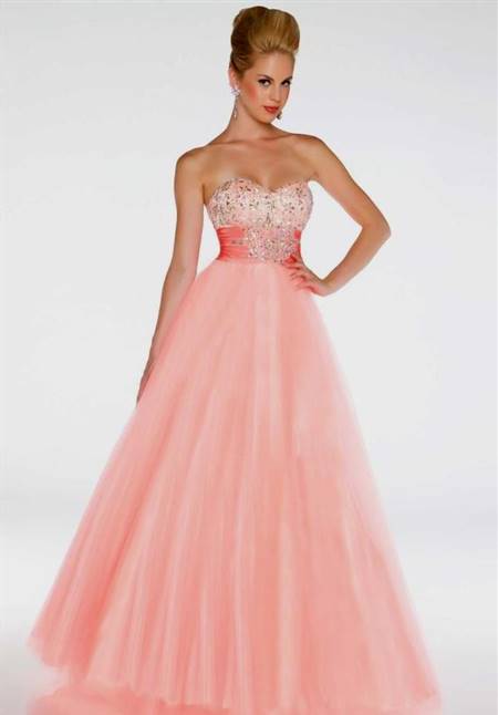peach pink prom dress