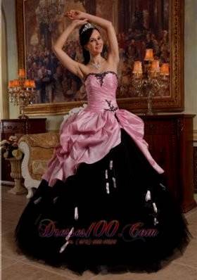 pink and black ball gown
