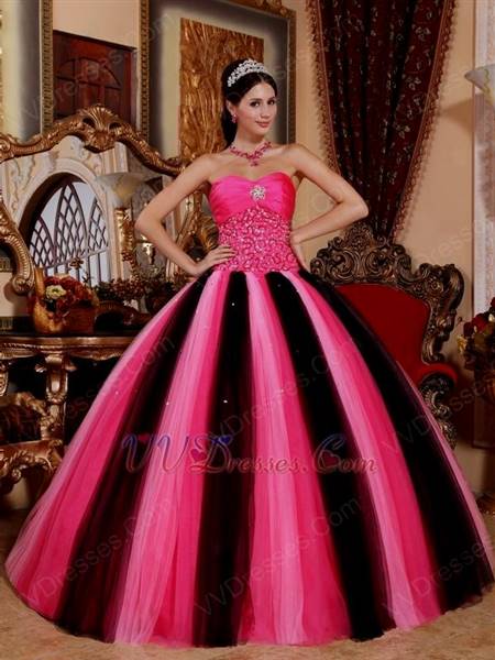 pink and black ball gown