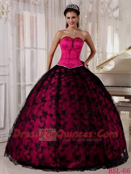 pink and black ball gowns