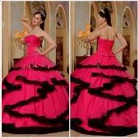 pink and black gowns for debut