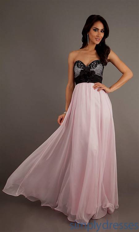 pink and black gowns for prom