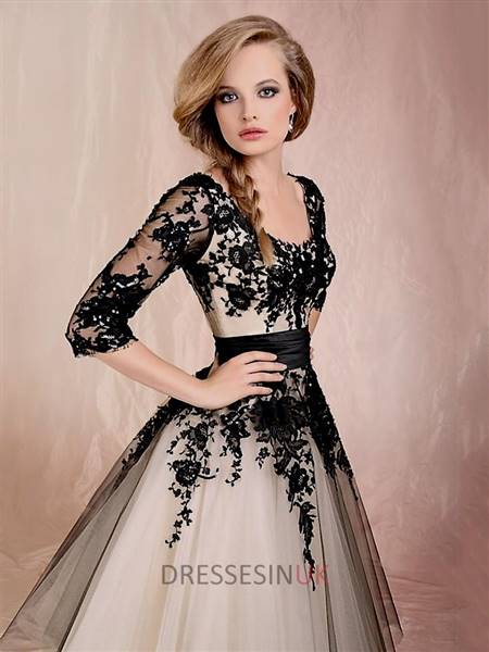 pink and black lace prom dresses