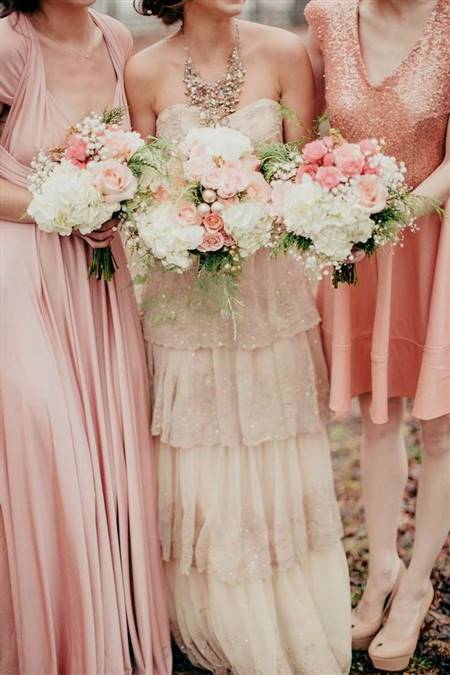 pink and gold wedding dress