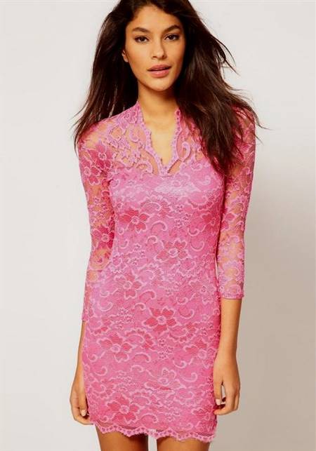 pink dresses with lace