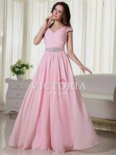 pink gown for prom with sleeves