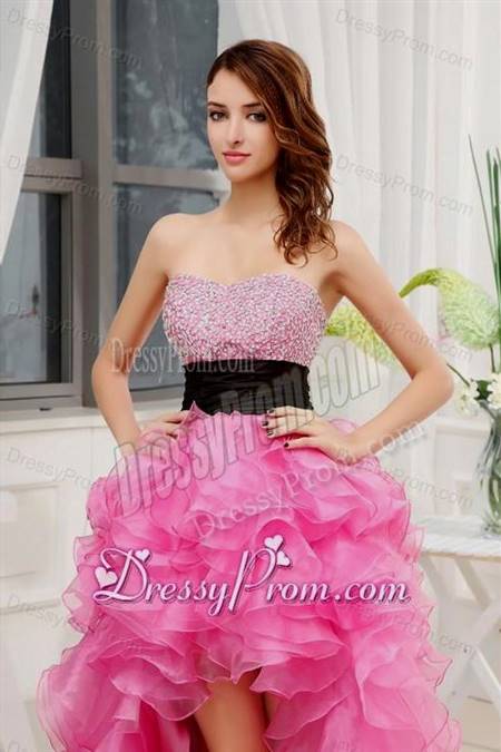 pink high low prom dresses