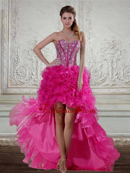 pink prom dresses high low