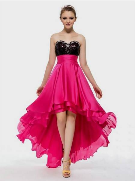 pink prom dresses high low