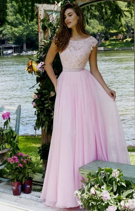 pink prom dresses with lace sleeves