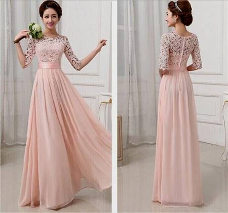 pink prom gowns with sleeves