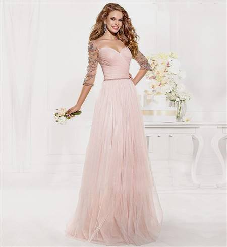 pink prom gowns with sleeves