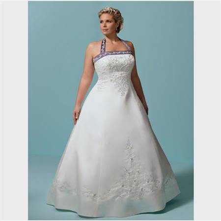 plus size halter wedding dresses with color