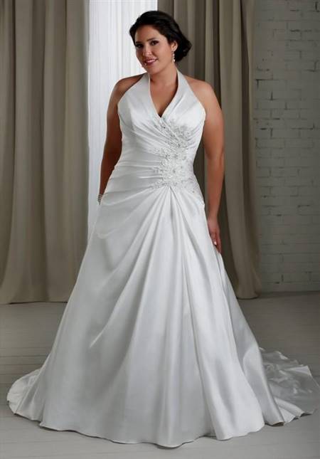 plus size halter wedding dresses with color