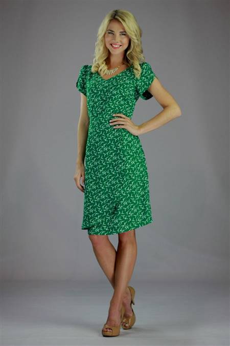 printed green casual dresses