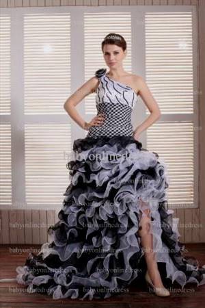 prom gowns black and white