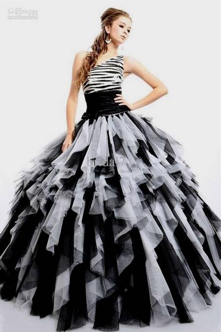 prom gowns black and white