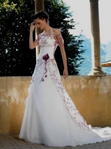 purple accent wedding dress
