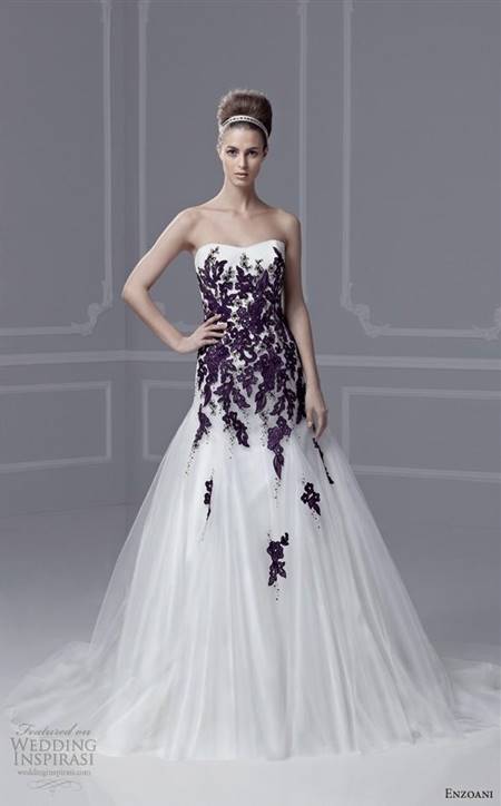purple accent wedding dress