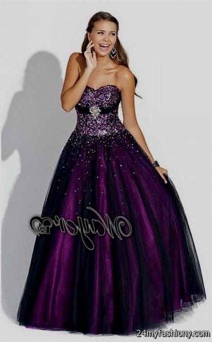 purple and black ball gowns