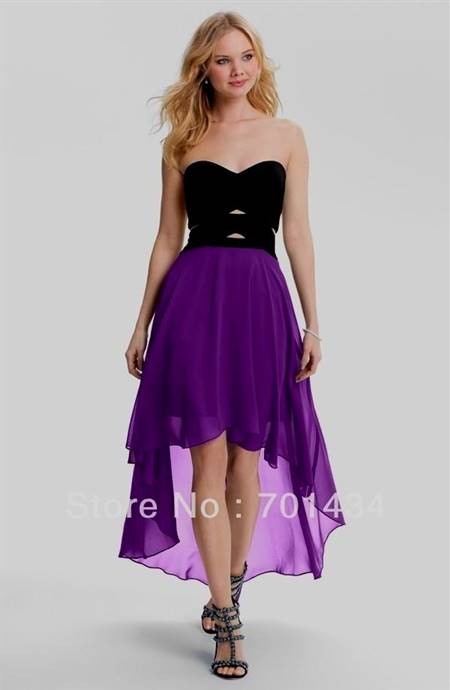 purple and black high low prom dresses