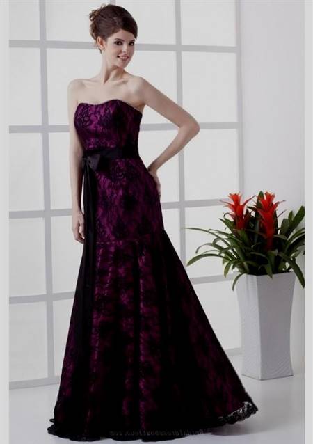 purple and black lace bridesmaid dresses