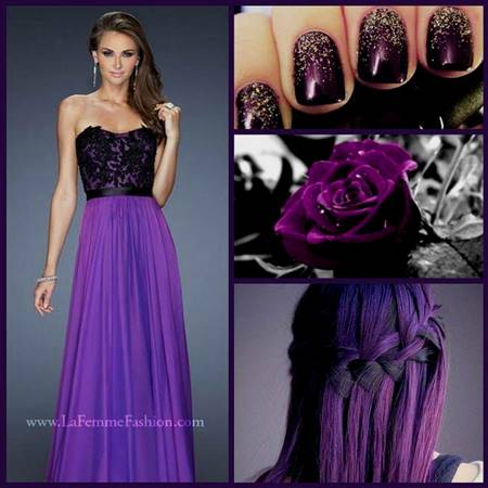 purple and black lace prom dresses