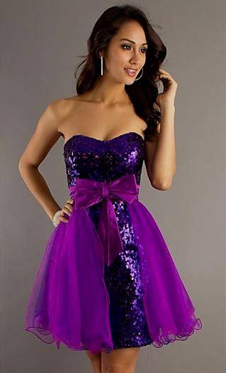 purple and black short dress