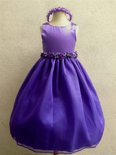purple and blue flower girl dresses